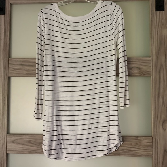 Sz L Three Dots deep scoopneck 3/4 sl sheer slub - Picture 2 of 7